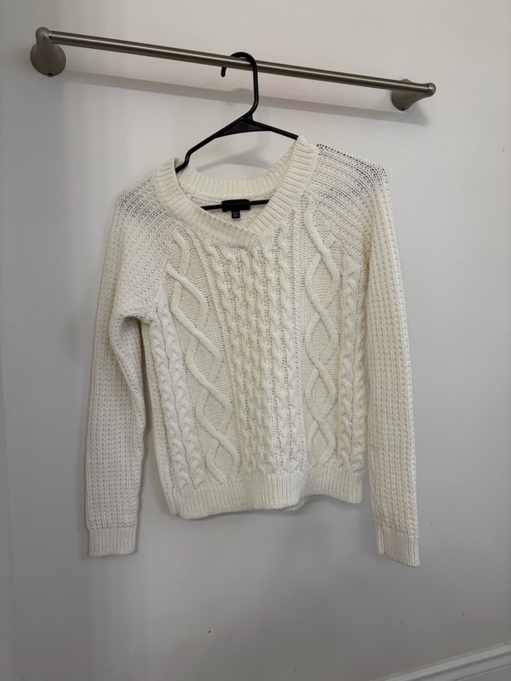 Lord & Taylor Cream Cable Knit Crewneck Sweater